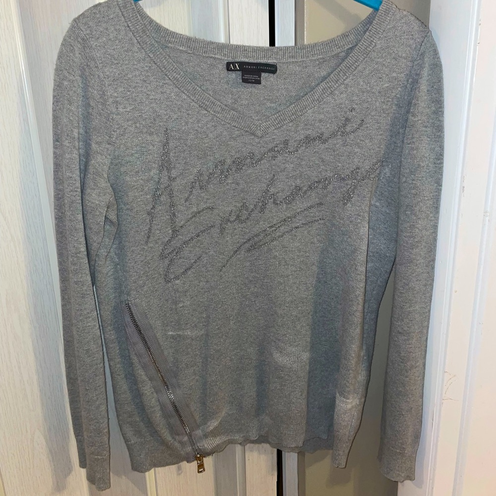 Armani Exchange grey sweater with side half zipper size extra small